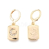 Clear Cubic Zirconia Rectangle with Moon Dangle Leverback Earrings EJEW-N012-72-1