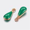 Antique Golden Plated Brass Enamel Teardrop Charms KK-Q571-01F-2