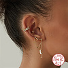 Moon and Star 925 Sterling Silver Rhinestone Dangle Earrings IH2256-4