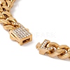 Ion Plating(IP) 304 Stainless Steel Curb Chains Bracelet with Crystal Rhinestone Padlock Clasp for Women BJEW-E107-01G-01-4