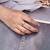 Anti-Tarnish Rhodium Plated 925 Sterling Silver Hug Hands Open Cuff Ring with Love Forever for Women JR860A-6