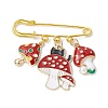 4Pcs 4 Styles Mushroom Cactus Enamel Charms Brooch JEWB-BR00153-3