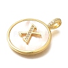 Rack Plating Brass Micro Pave Clear Cubic Zirconia Pendants with Shell KK-M309-42G-X-3