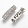 Brass Micro Pave Cubic Zirconia Tube Beads ZIRC-N025-58-2