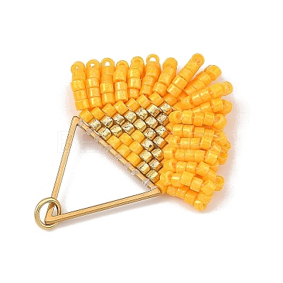 304 Stainless Steel & Glass Seed Beads Fringe Pendants PALLOY-MZ01427-03-1