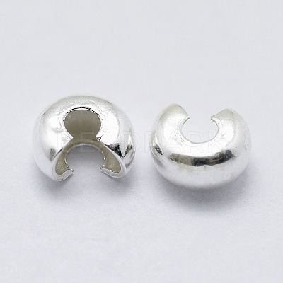 925 Sterling Silver Crimp Beads Cover X-STER-G027-27S-3mm-1