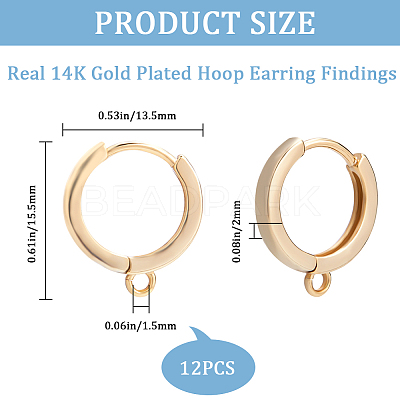 6 Pairs Rack Plating Brass Hoop Earring Findings KK-CN0002-44-1