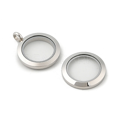 304 Stainless Steel Floating Locket Pendants STAS-E443-41P-03-1