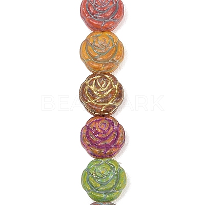 Painted Glass Beads Strands GLAA-F133-07C-1