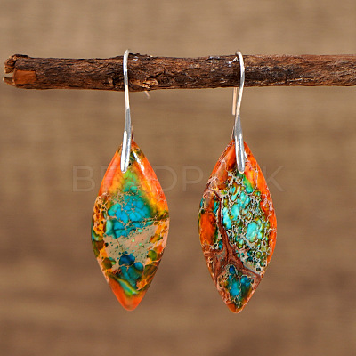 Bohemian Style 304 Stainless Steel Emperor Stone Dangle Earrings SL3554-3-1
