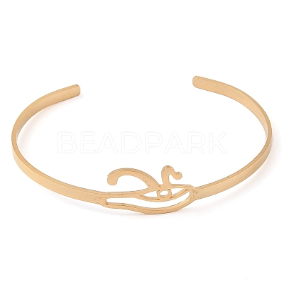 201 Stinless Steel God Eye of Horus Cuff Bangles for Women LS-BJEW-P337-01G-1