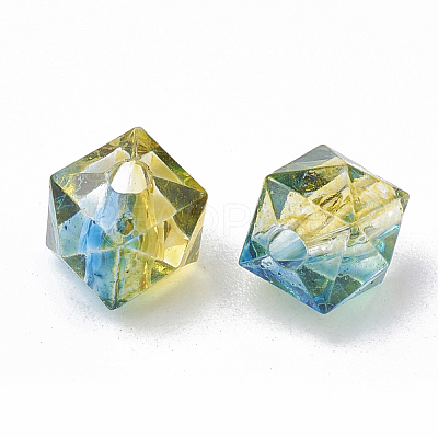 Two Tone Transparent Spray Painted Acrylic Bead X-ACRP-T005-26B-1