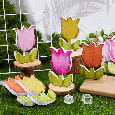 PVC Tulip Sculpture Display Decorations DJEW-WH0058-41-1