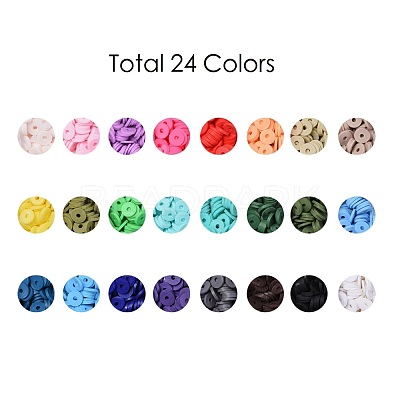 240G 24 Colors Handmade Polymer Clay Beads CLAY-JP0001-07-8mm-1