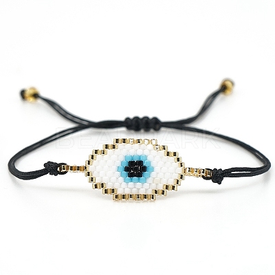 Glass Seeds Evil Eye Link Bracelet PW23030494276-1