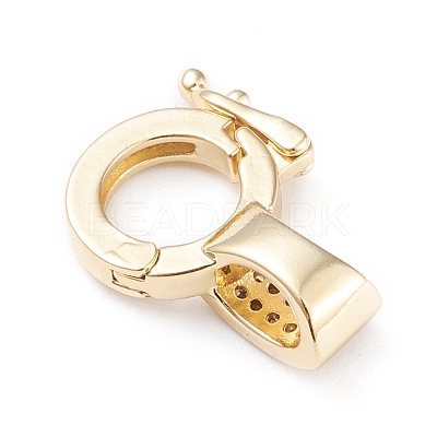 Brass Micro Pave Clear Cubic Zirconia Twister Clasps ZIRC-L097-021G-1