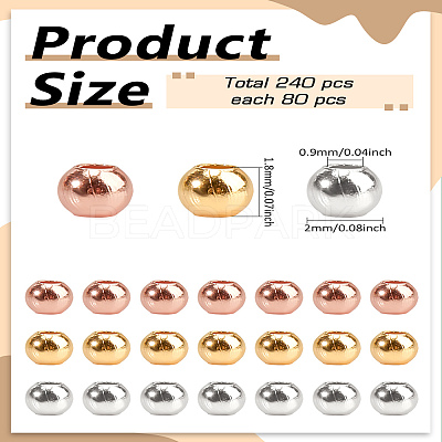 240Pcs 3 Colors Brass Spacer Beads KK-LP0002-05-1