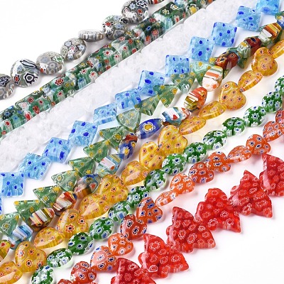Handmade Millefiori Glass Beads Strands LK-F011-01-1