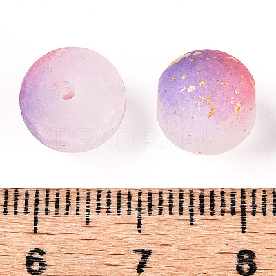 Frosted Baking Paint Crackle Glass Beads with Glitter Powder DGLA-T004-01D-1