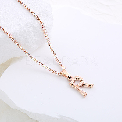 Stainless Steel Letter Pendant Necklaces for Women Men GR8130-18-1