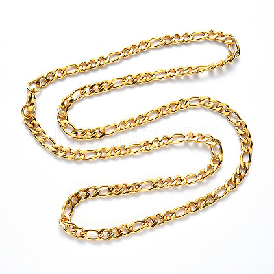 PVD Vacuum Plating 304 Stainless Steel Figaro Chain Necklaces NJEW-S420-003B-G-1