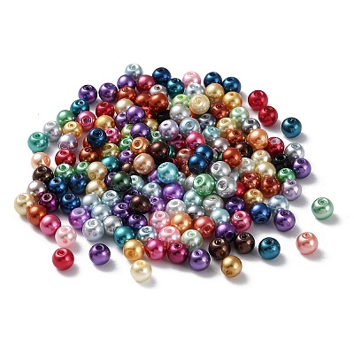 Baking Paint Pearlized Glass Pearl Round Bead Strands HY-Q004-6mm-M-1