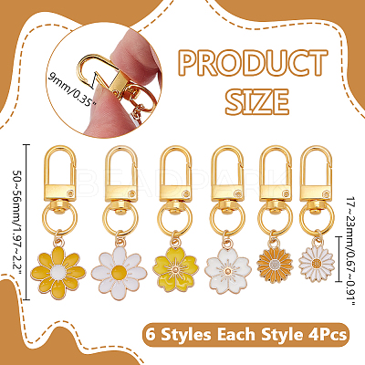 24Pcs 6 Style Alloy Enamel Pendant Decorations HJEW-WR00024-1
