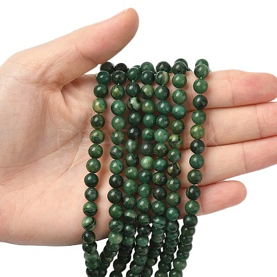 Natural West African Jade Round Beads Strands G-P075-03-6mm-1