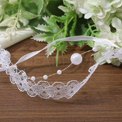 Polyester Flower Lace Ribbon OCOR-WH0097-21-1