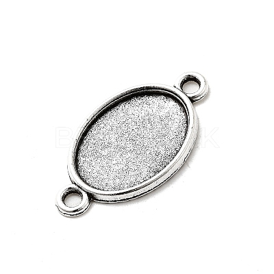 Tibetan Style Alloy Flat Oval Cabochon Connector Settings TIBE-M022-06AS-1