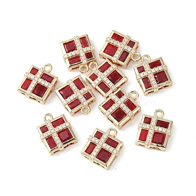 Brass Pave Cubic Zirconia Pendants KK-G462-44KCG-02-1
