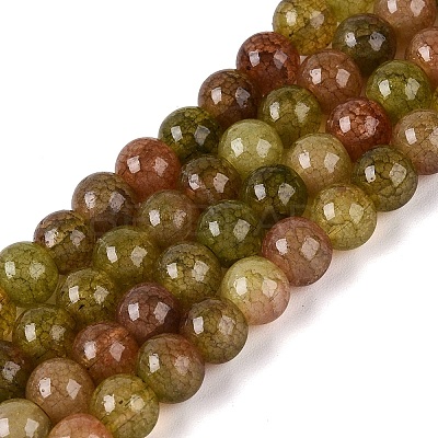Ombre Effect Dyed Crackle Glass Beads Strands GLAA-Q106-01A-B01-1