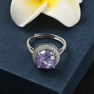 925 Sterling Silver Micro Pave Cubic Zirconia Finger Rings RJEW-B134-01A-04-1