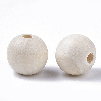 Unfinished Natural Wood Beads X-WOOD-S651-A16mm-LF-1