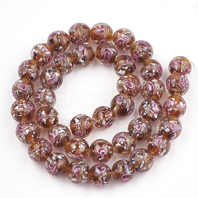 Handmade Gold Sand Lampwork Beads LAMP-T006-09F-1