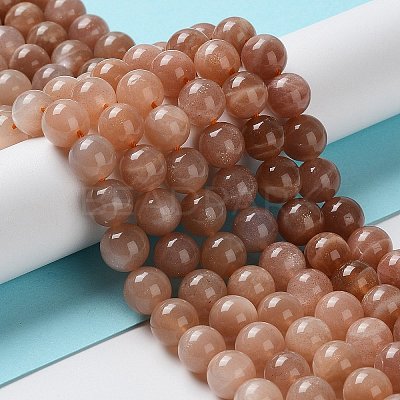 Round Natural Grade B Sunstone Beads Strands G-F222-33-8mm-1
