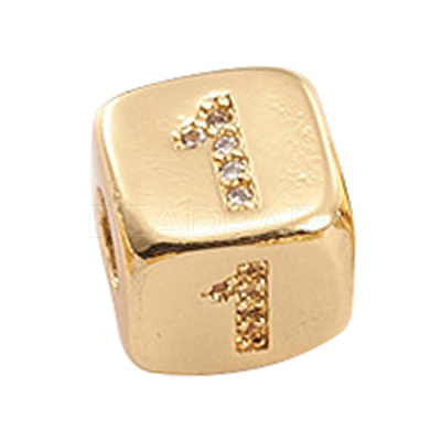 Brass Micro Pave Cubic Zirconia Beads ZIRC-L091-021G-01-1