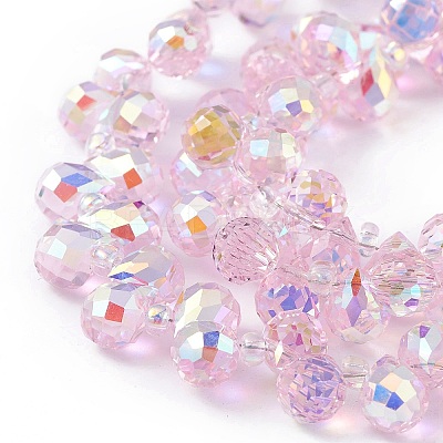 Transparent Electroplate Glass Beads Strands EGLA-F152A-AB03-1