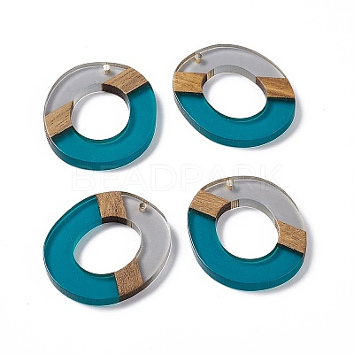 Transparent Resin & Walnut Wood Pendants RESI-M027-01D-1