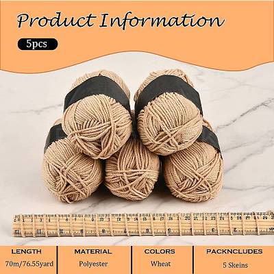 5Pcs Polyester Yarn for Knitting & Crochet YCOR-SZ0001-03J-1