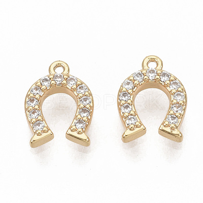 Brass Micro Pave Clear Cubic Zirconia Charms ZIRC-T011-09G-NF-1