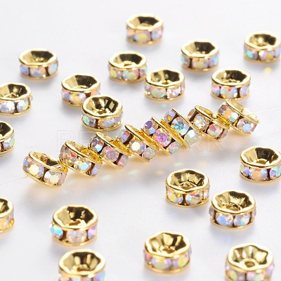Brass Grade A Rhinestone Spacer Beads RSB037NF-02G-1
