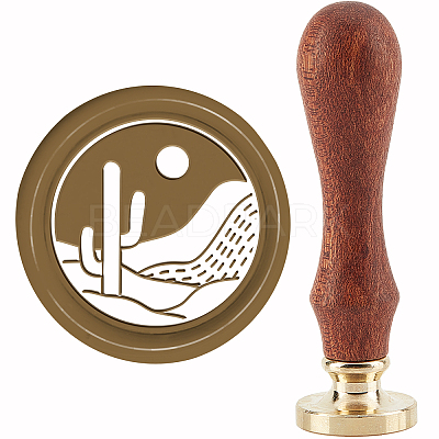 Brass Wax Seal Stamp with Handle AJEW-WH0184-0734-1