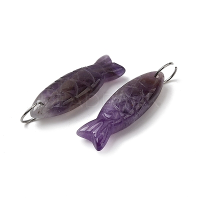 Natural Amethyst Carved Pendants G-G314-01P-08-1