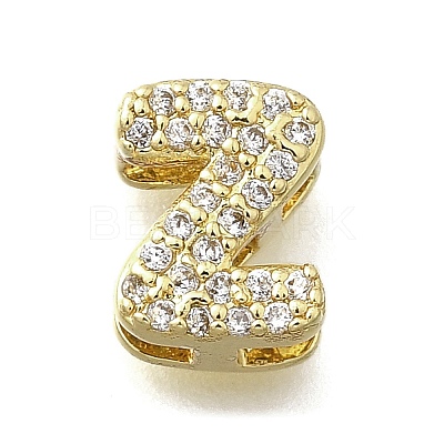 Brass Micro Pave Cubic Zirconia Letter Multi-Strand Links KK-D295-32G-26-1