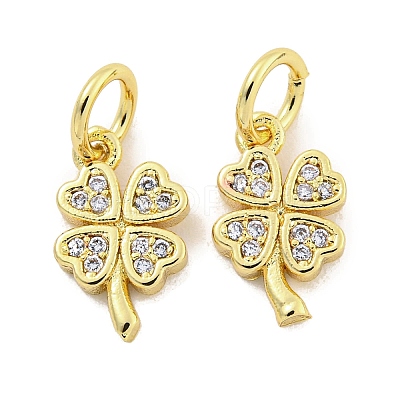 Rack Plating Brass Micro Pave Clear Cubic Zirconia Charms X-KK-Q814-08G-1