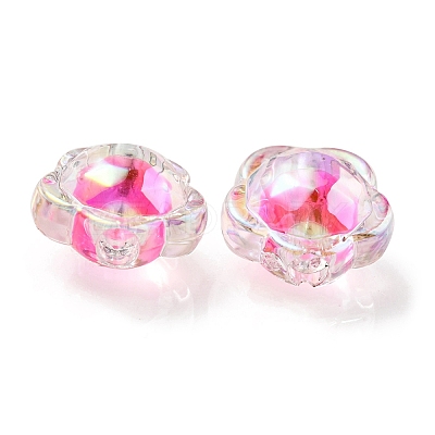 UV Plating Rainbow Iridescent Acrylic Beads OACR-A014-03C-1