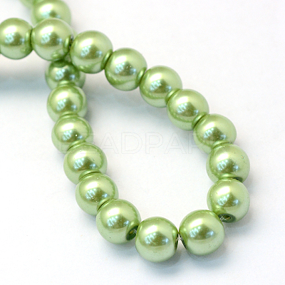 Baking Paint Pearlized Glass Pearl Round Bead Strands X-HY-Q330-8mm-26-1