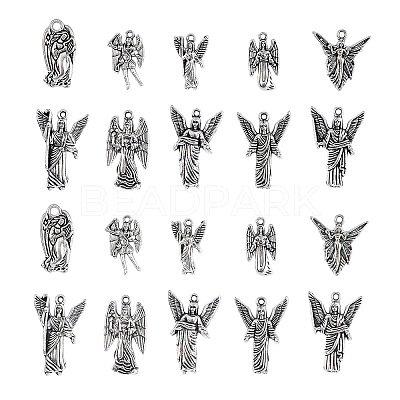 100pcs 10 Styles Tibetan Style Alloy Pendants TIBEP-CJ0001-42-1