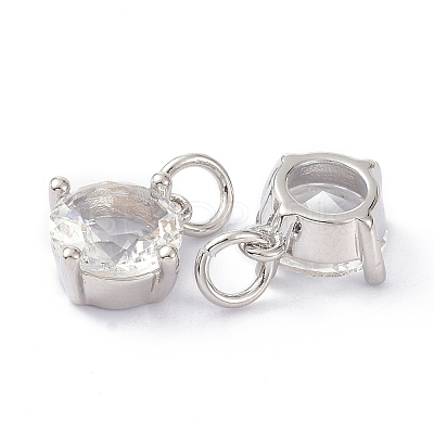 Brass Cubic Zirconia Charms ZIRC-C022-05P-1